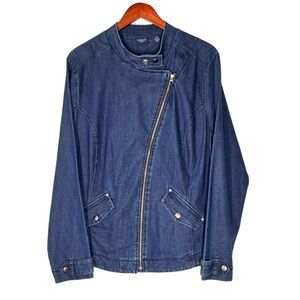 WESTBOUND Dark Denim Moto Zip-up Jean Jacket Women's Size 20W